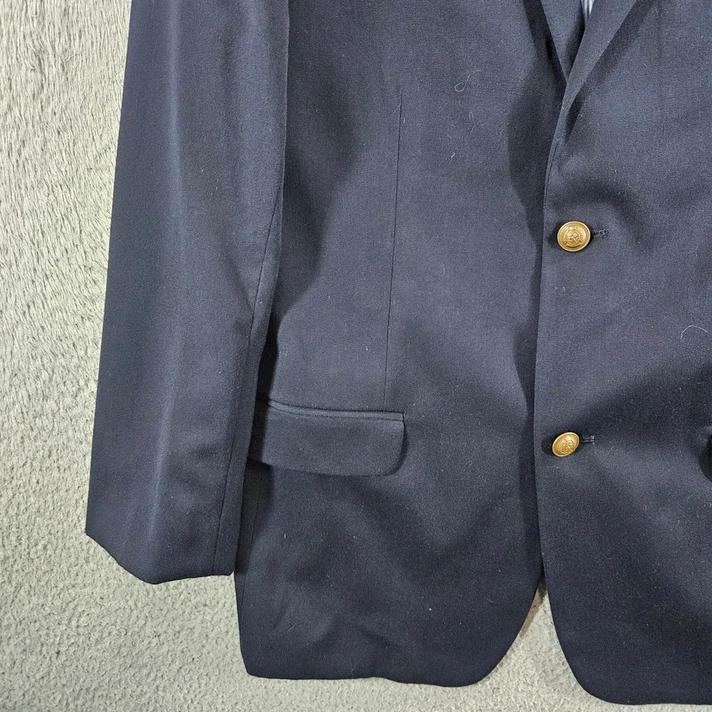 Tommy Hilfiger Boys Navy Blue Blazer Gold Crest Buttons Suit Jacket Size 18